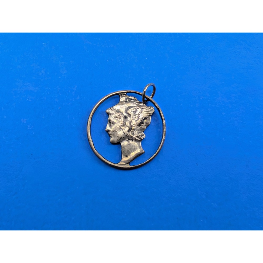 Mercury Dime Silver Cutout Coin Jewelry Charm Pendant Lady Liberty